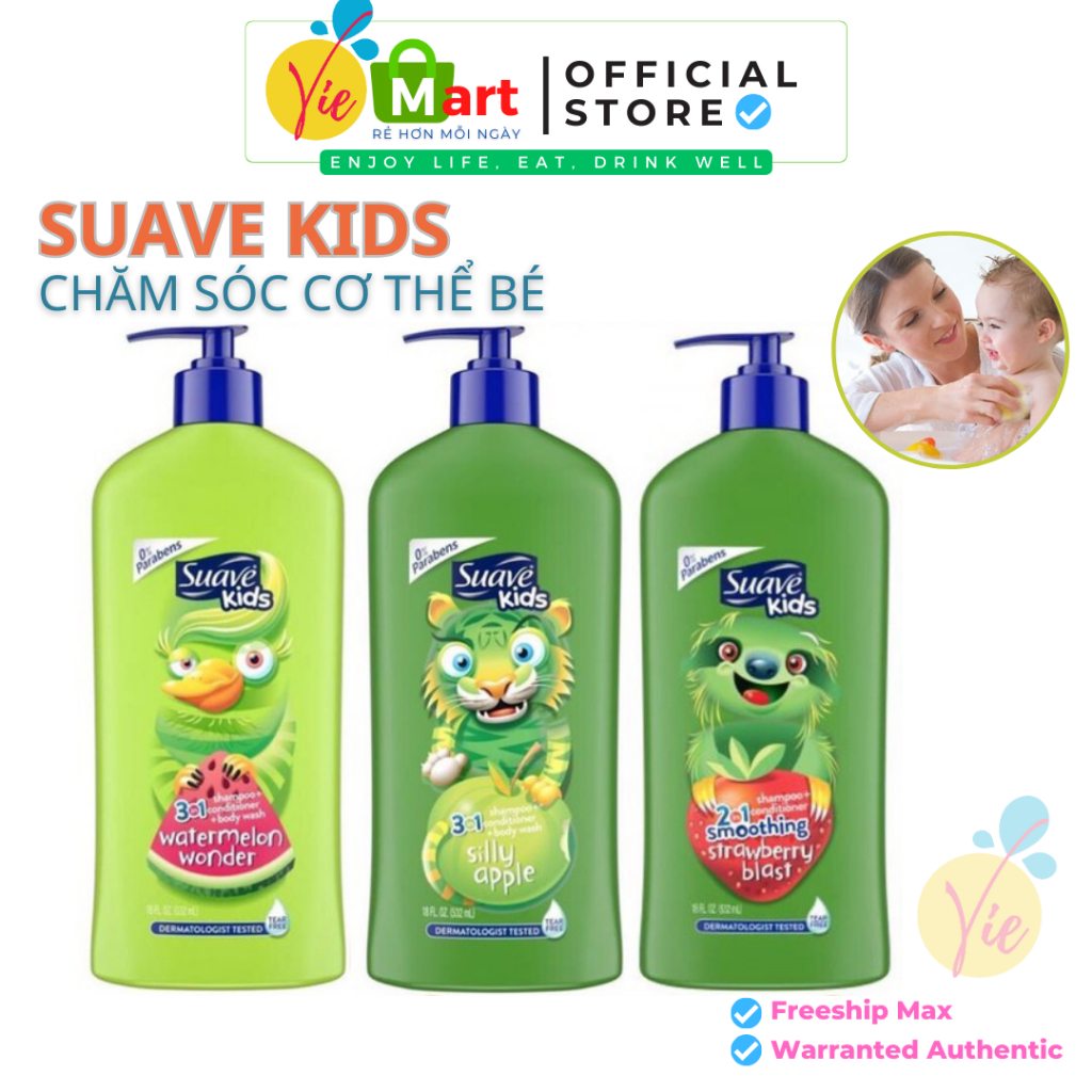 Sữa tắm gội cho bé suave kids hương trái cây 532ml