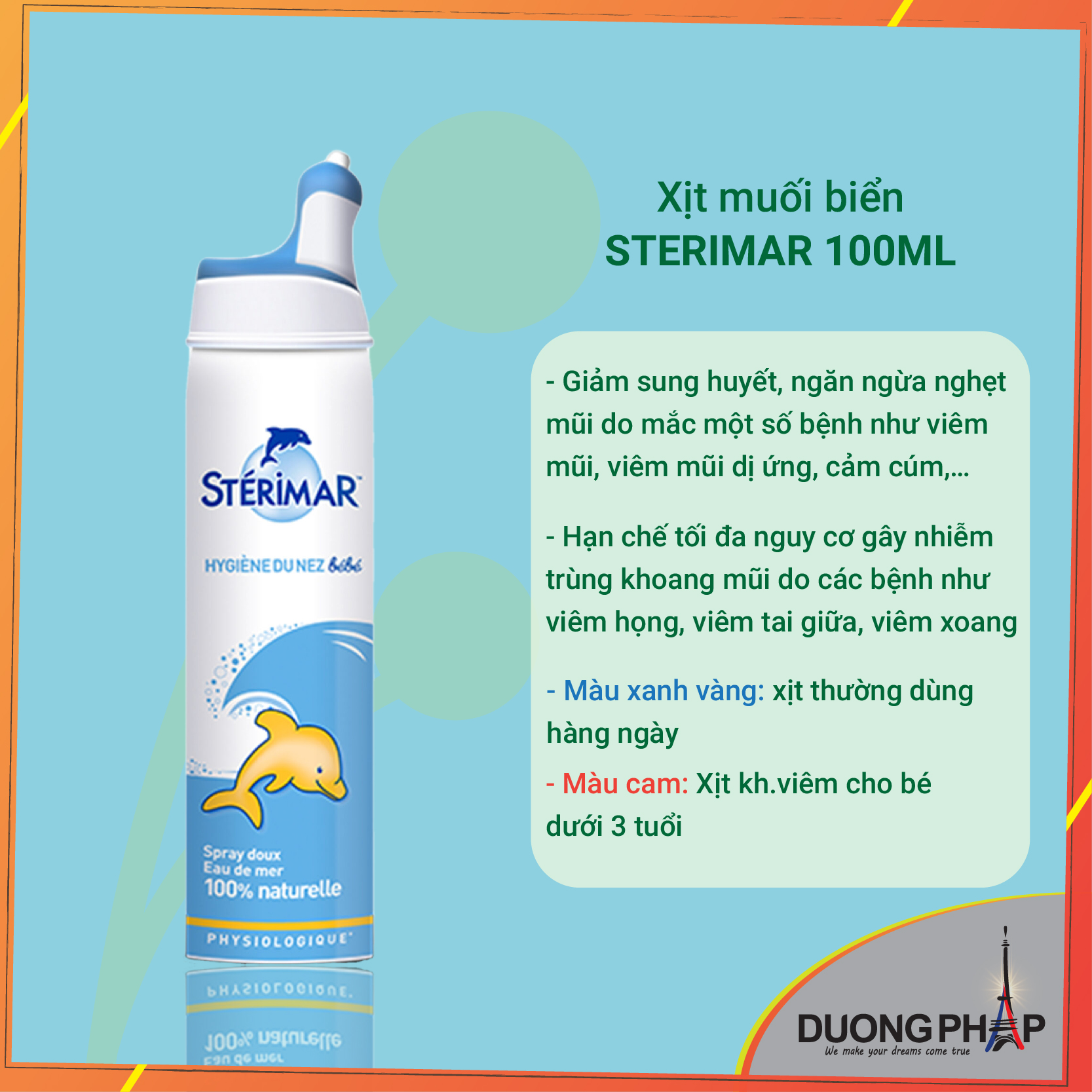 Xịt muối biển cá heo Sterima 100ml loại thường