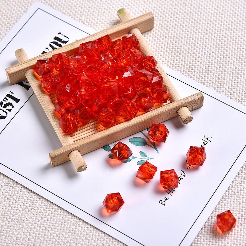 Hạt cườm nhựa vuông cỡ 10mm,100g các màu làm bình hoa trang trí, phụ kiện trang trí
