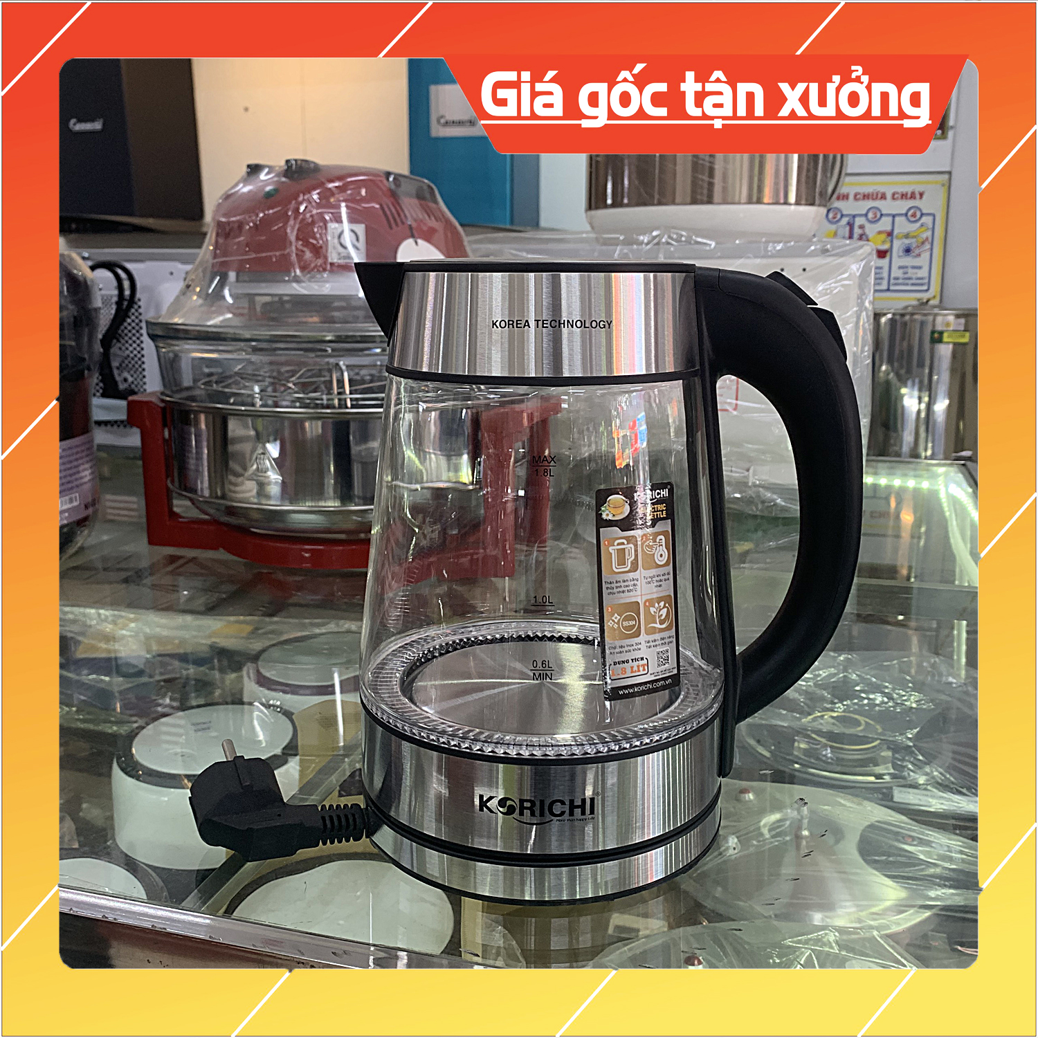 Ấm siêu tốc 1.8l korichi - 70419 - ấm đun nước - dây rút