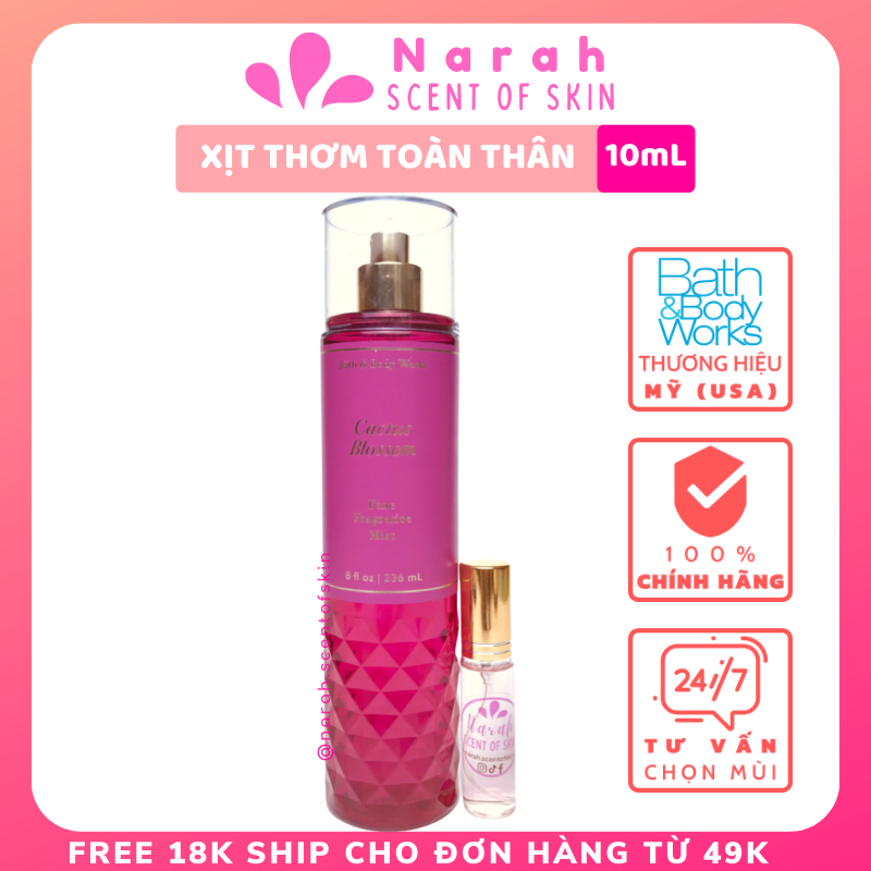 Xịt thơm body mist Bath and body works Cactus blossom size 10ml - Narah ScentOfSkin