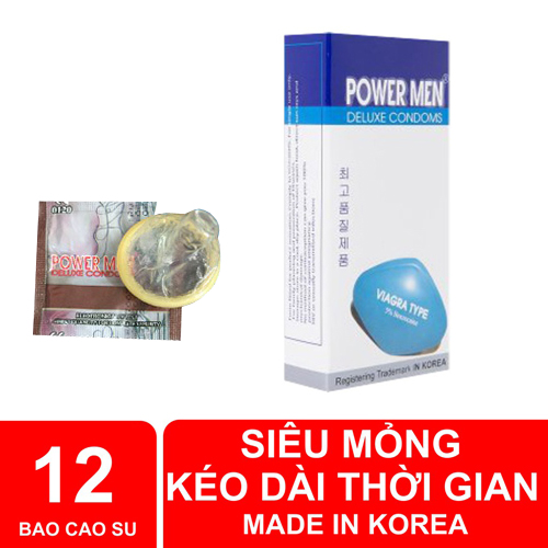 Bao Cao Su, Siêu mỏng, Kéo Dài Thời Gian Powermen Viagra - Hôp 12 chiếc