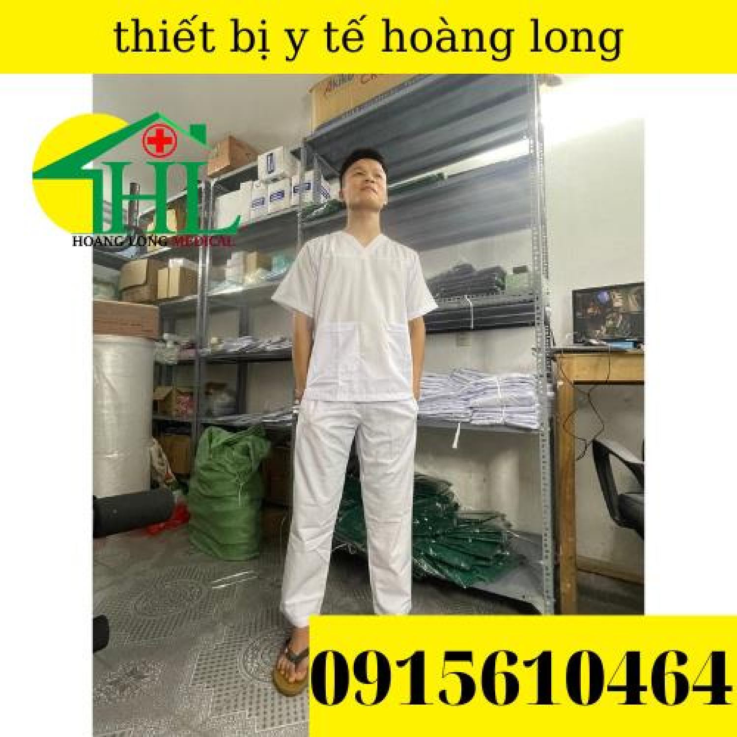 Bộ Scrubs Bác Sĩ, quần áo phòng mổ, đồng phục phẫu thuật, đồng phục spa hàng phổ thông MÀU TRẮNG