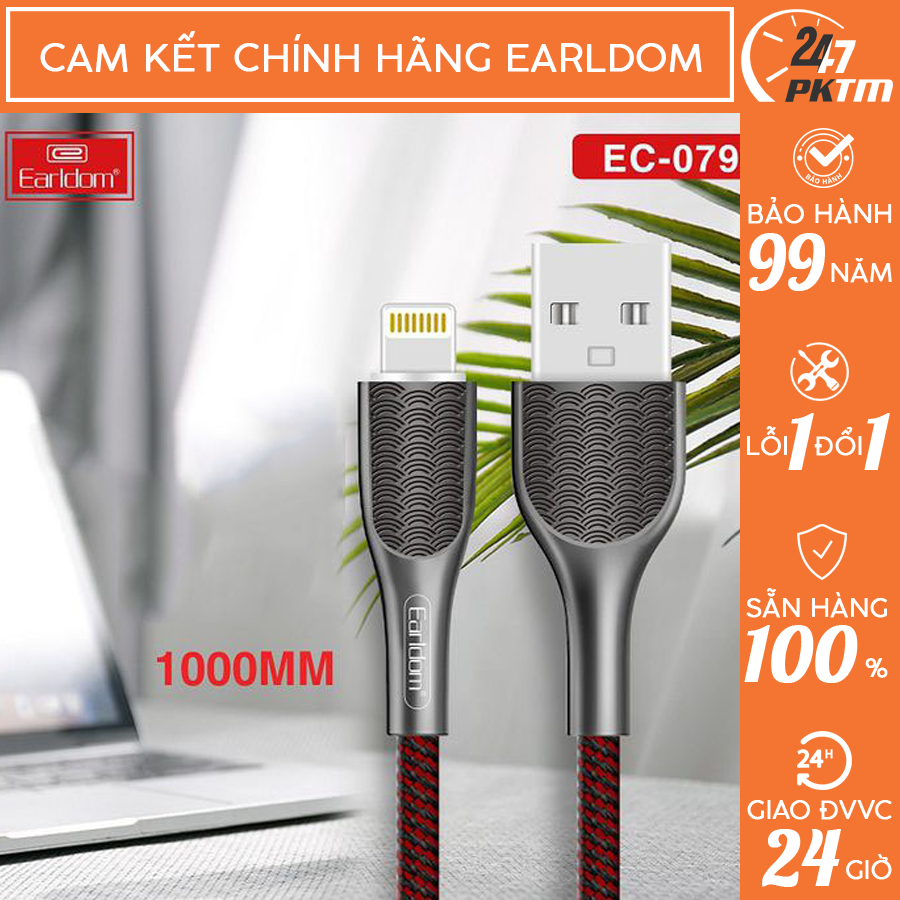 🛑 chính hãng earldom 🛑 cáp sạc dù có đèn led ec-079 dài 1m | 🛑 phụ kiện thông minh 247 vn 🛑