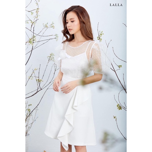 Lalla - chân váy chữ a có bèo xéo nữ