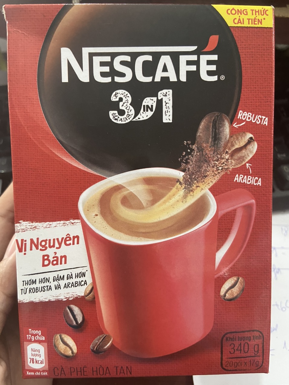 NESCAFE 3IN1 ĐẬM ĐÀ HÀI HÒA HỘP 20 GÓI 17GR
