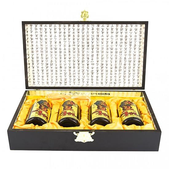 Cao Hồng Sâm Cao Cấp Hàn Quốc Hộp Gỗ Đen Hộp 4 Lọ x 250gr, Ổn Định Huyếp Áp Giúp Ngủ Sâu Giấc Và Tăng Cường Hệ Miễn Dịch