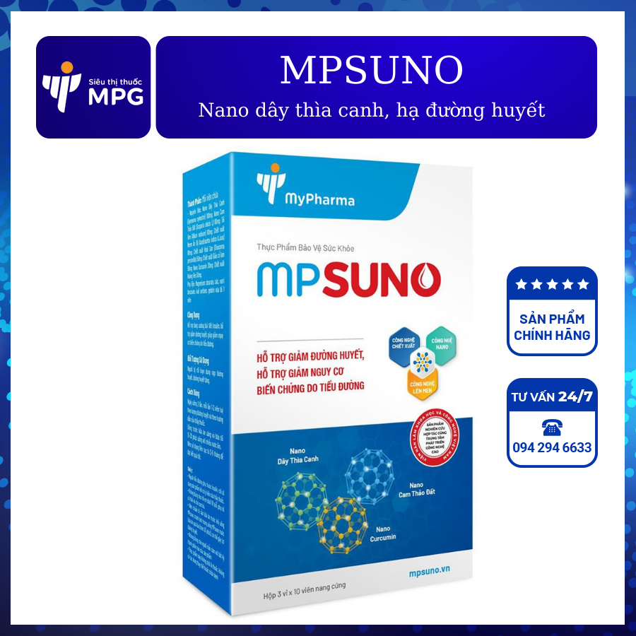 COMBO 5 Tặng 1: MPsuno_Nano dây thìa canh, Tăng tiết insulin_hạ nhanh đường huyết