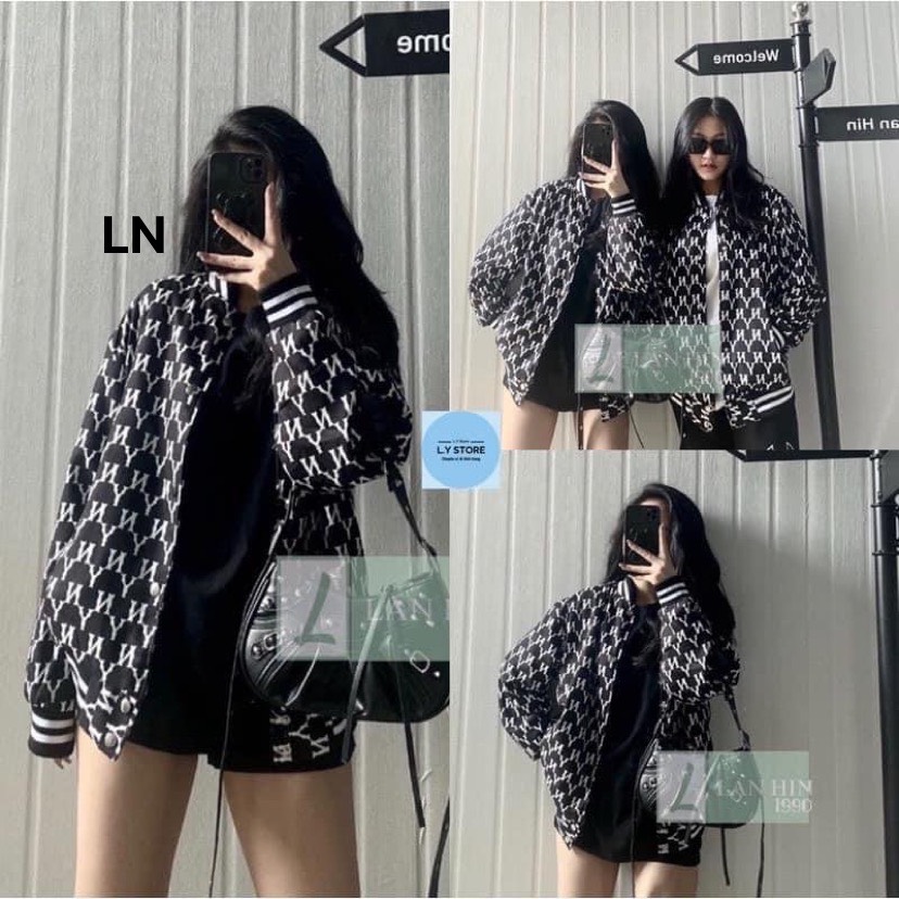 Áo khoác bomber nam nữ  in toàn thân ny Chất nỉ cotton