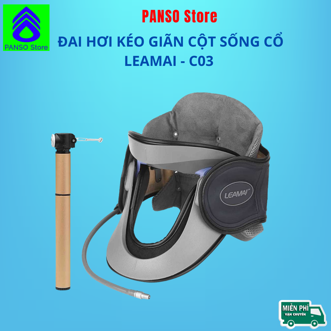 Đai hơi cột sống cổ Leamai C03, nâng và kéo giãn đốt sống cổ, hỗ trợ giảm đau cổ lưng và thoát vị đệm cổ - Hàng chính hãng Leamai Hongkong