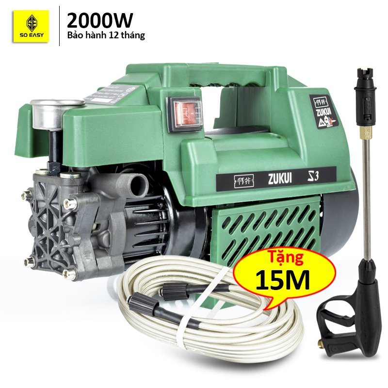 [HCM]Máy rửa xe công suất mạnh 2000W tặng dây 15m may rua xe cao áp mini gia đình  bộ máy xịt tưới- tự hút nước- dễ dàng sử dụng may bom rua xe vòi bơm áp lực cao C0001G1