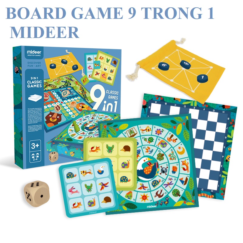 Mideer classic game 16 in 1 - bộ đồ chơi board game 16 trong 1 cờ vua, cờ vây, cá ngựa....