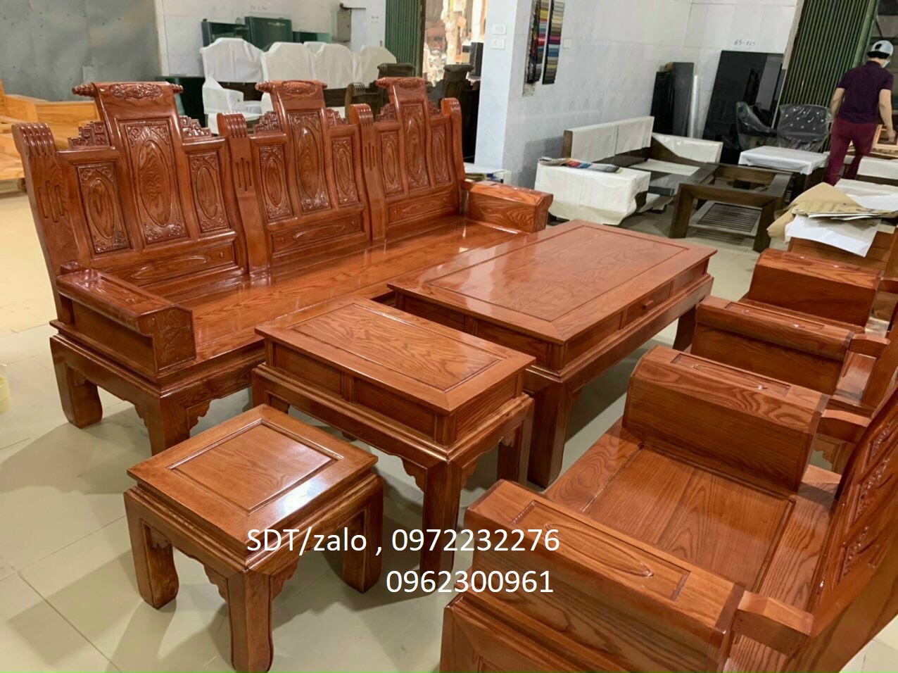 bàn ghế cuốn thư gỗ sồi nga gỗ sồi phòng khách giá thật