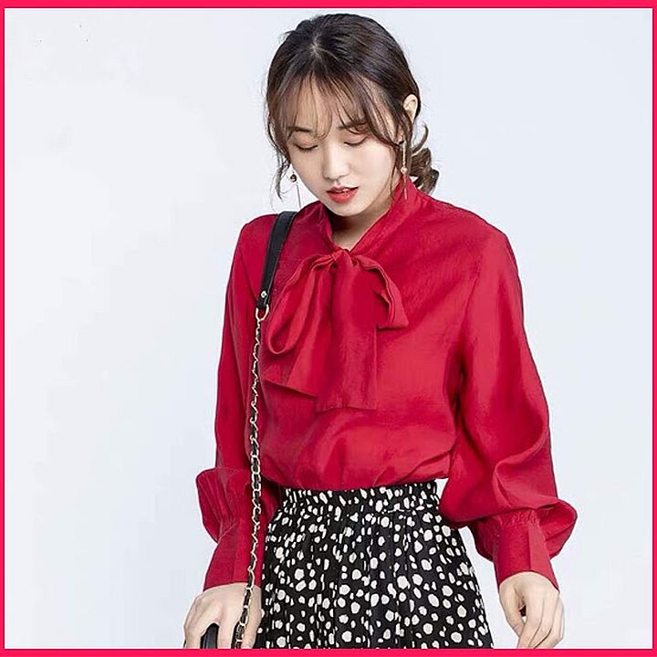 Áo sơ mi nữ công sở vải lụa tằm dài tay giản dị thanh lịch kiểu thắt nơ cổ SHUNI 003ASM