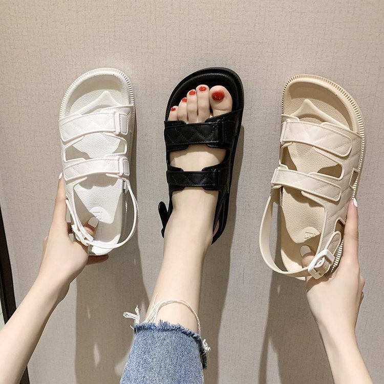(Có 2 Màu) Sandal nữ 2 quai ngang kẻ caro kiểu dáng đơn giản