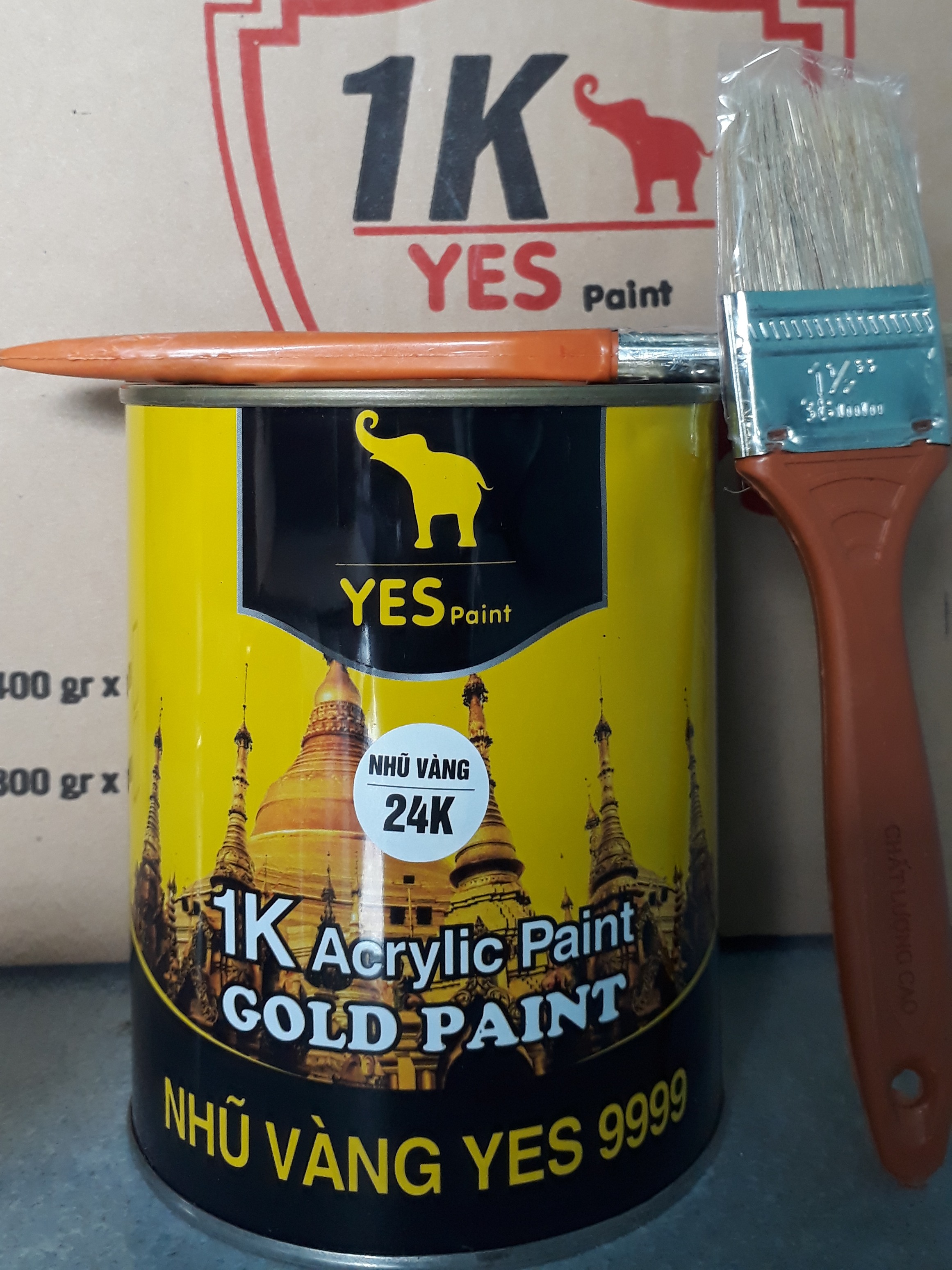 SƠN NHŨ VÀNG, NHŨ ĐỒNG 1K YES (LON 200G, 400G, 800G) - TẶNG KÈM CỌ