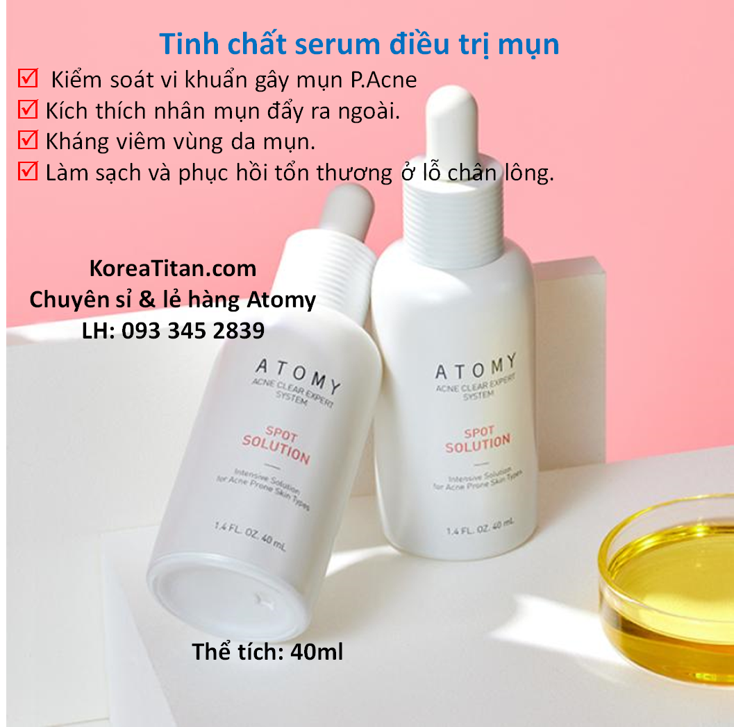 Tinh chất diệt mụn tận gốc mụn trứng cá, đầu đen - atomy acne clear expert system spot solution - 40ml - 애터미 아크네 클리어 스팟 솔루션
