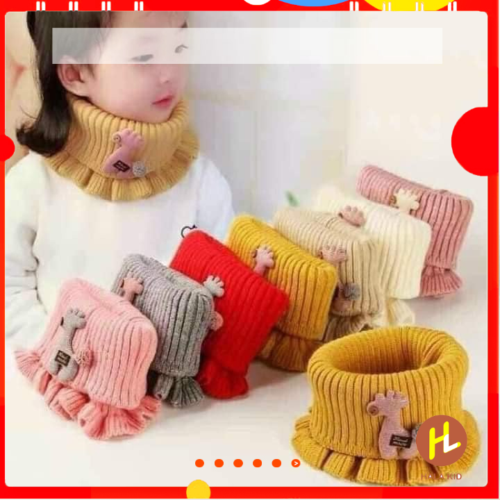 Khăn len cổ nhún dạng ống hình hươu cho bé quàng ấm mùa đông
