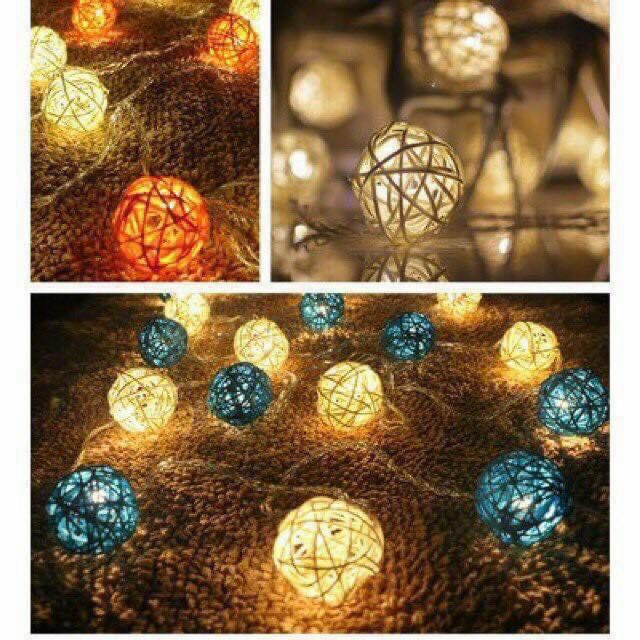 Dây đèn led chớp nháy nhiều màu dây dài 4m 20 bóng hình cầu mây trang trí tết cực đẹp - Đèn nháy nhiều màu, đèn chớp, đèn trang trí phòng khách, đèn trang trí tết