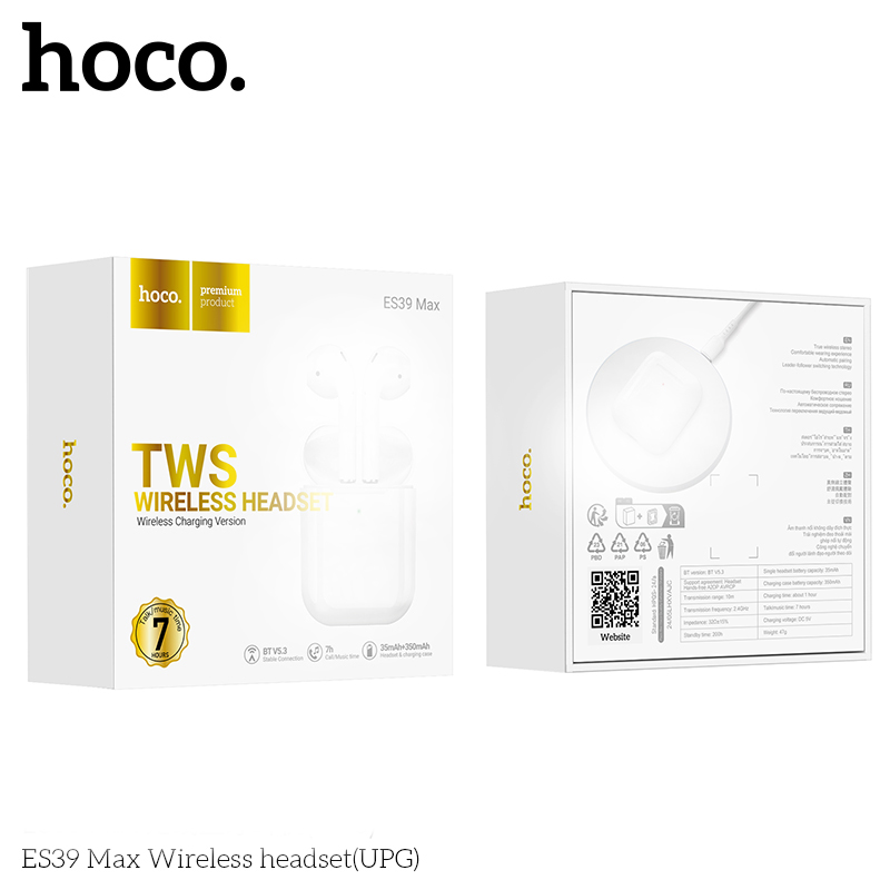 Tai nghe Bluetooth TWS Hoco ES39 / ES39 Max V5.3, Pin 7H, Sạc không dây (Trắng) - Phụ Kiện 1986