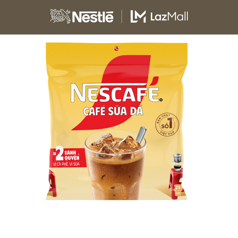 ƯU ĐÃI THÁNG 1 Cà phê sữa NESCAFÉ Cà Phê Sữa Đá Bịch 25 gói x 24 g