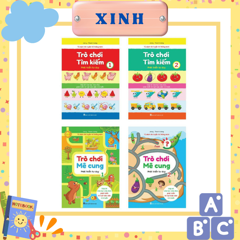 Trò chơi mê cung tìm kiếm trọn bộ 4 quyển- Rèn luyện trí thông minh - Phát triển tư duy cho trẻ từ 2-6 tuổi