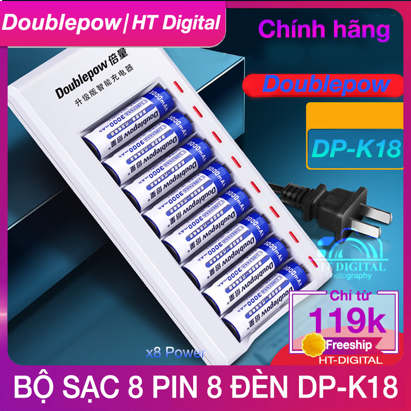  Bộ Sạc Pin AA AAA DP-K18  - Bộ Sạc Báo Đèn Khi Pin Đầy Thông Minh - công suất lớn chuyên karaoke gia đình đồ chơi chuột máy tính micro.. 