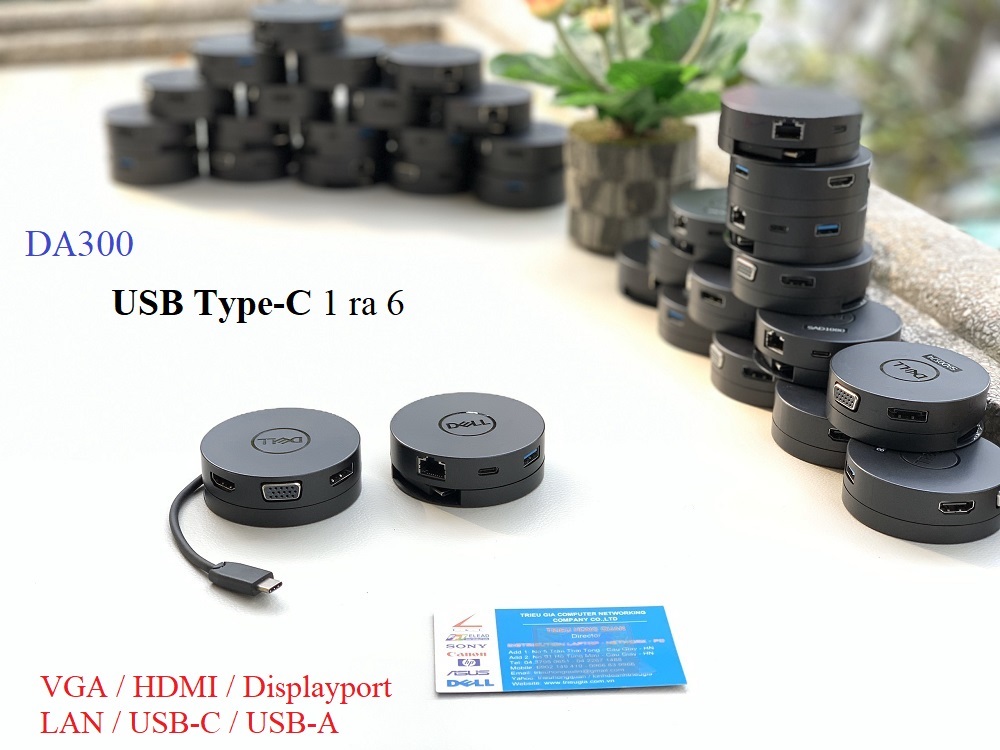 Bộ chuyển đổi dell da300 type-c 1 ra 6 cao cấp