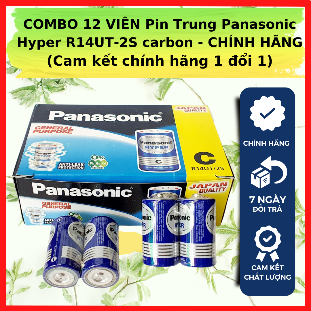 Combo 12 viên pin trung panasonic hyper r14ut-2s carbon - chính hãng