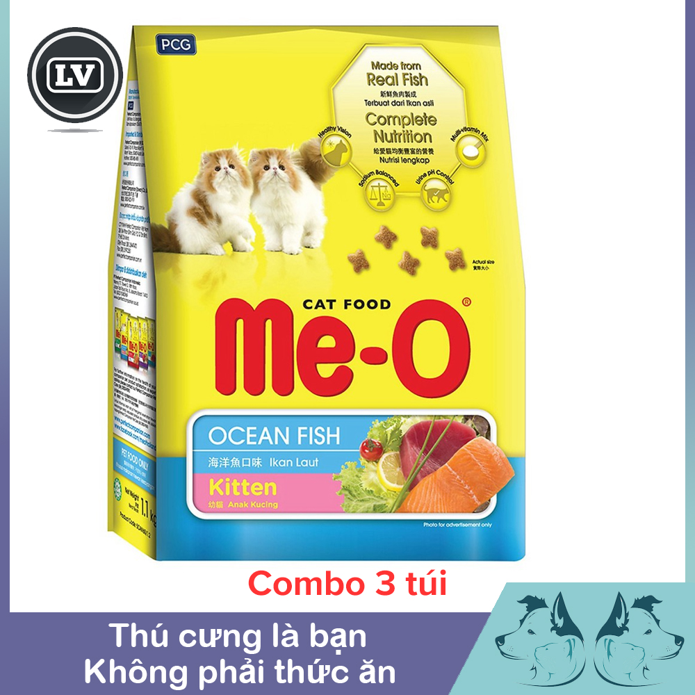 Combo 3 gói Thức ăn cho mèo con dưới 1 tuổi Me-O Kitten túi 400gr