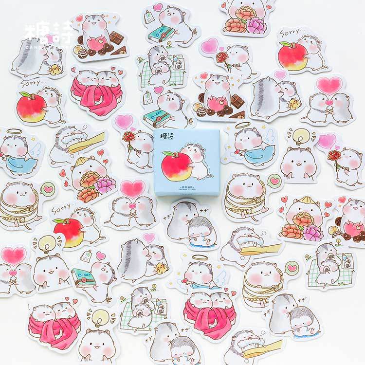 Sticker chủ đề Chuột Hamster Dễ Thương - Hộp 45 miếng dán trang trí sổ tay Bullet Journal - M051 - Hình dán chất lượng cao - Trang trí ốp điện thoại, laptop, máy tính bỏ túi, sổ tay, nhật ký, thiệp và các đồ dùng khác