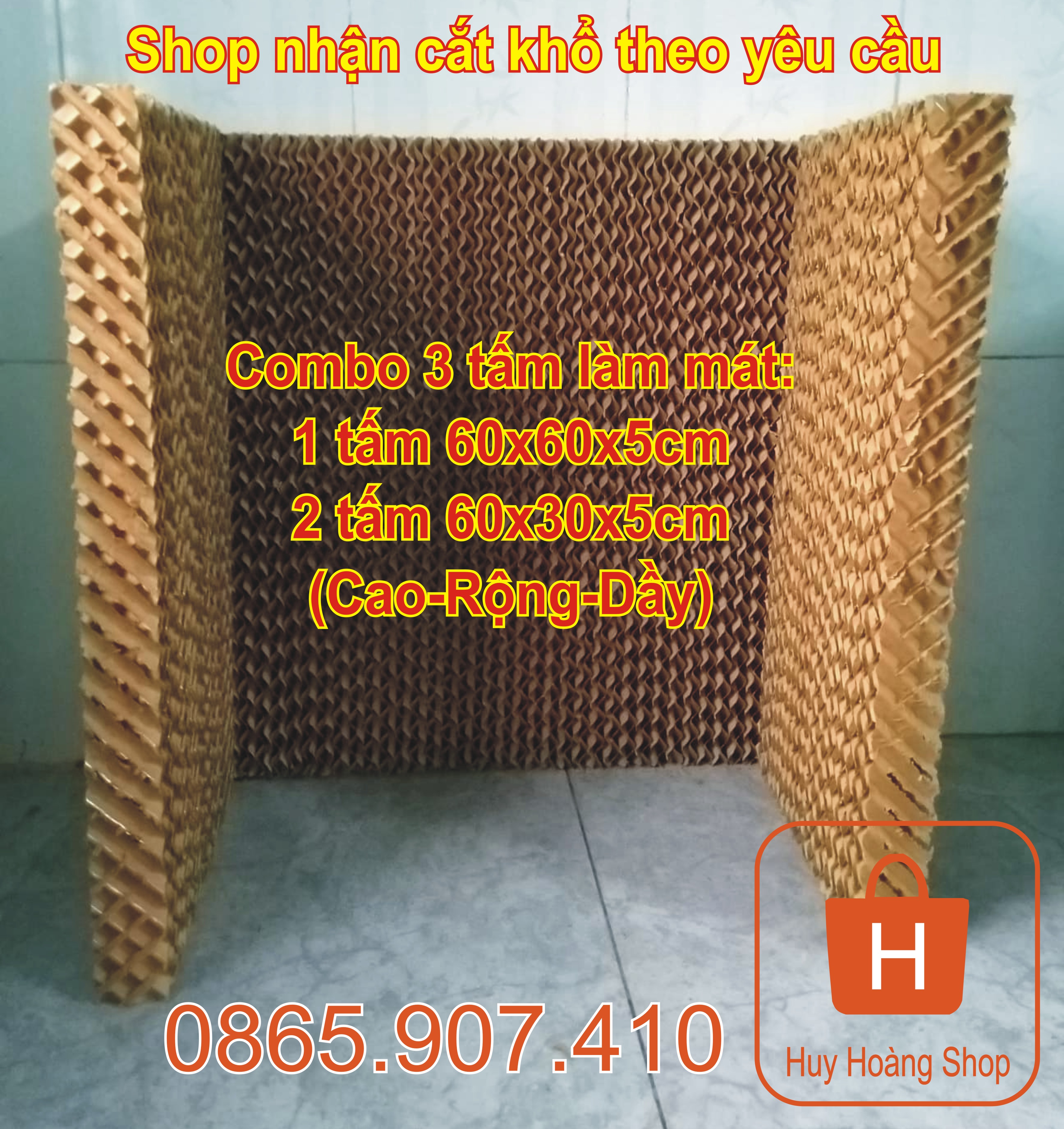 Combo 1 tấm làm mát cooling pad khổ 60x60x5cm 2 tấm khổ 60x30x5 - loại thường màu nâu
