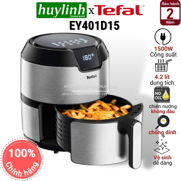 Nồi chiên không dầu điện tử tefal ey401d15 - 4.2 lít - 1500w