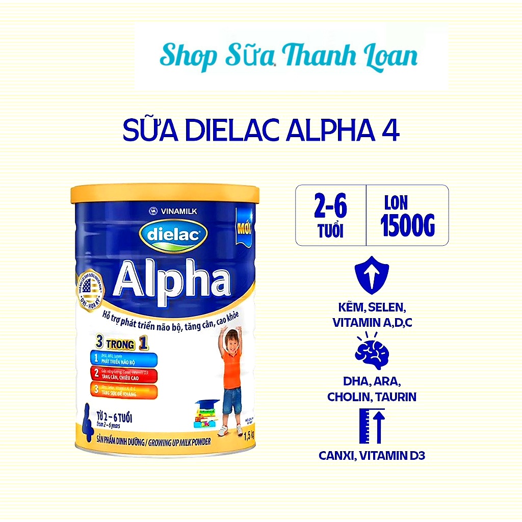 (HSD T2-2026) Sữa Bột Vinamilk Dielac Alpha Step 4 Hộp 1.5kg.