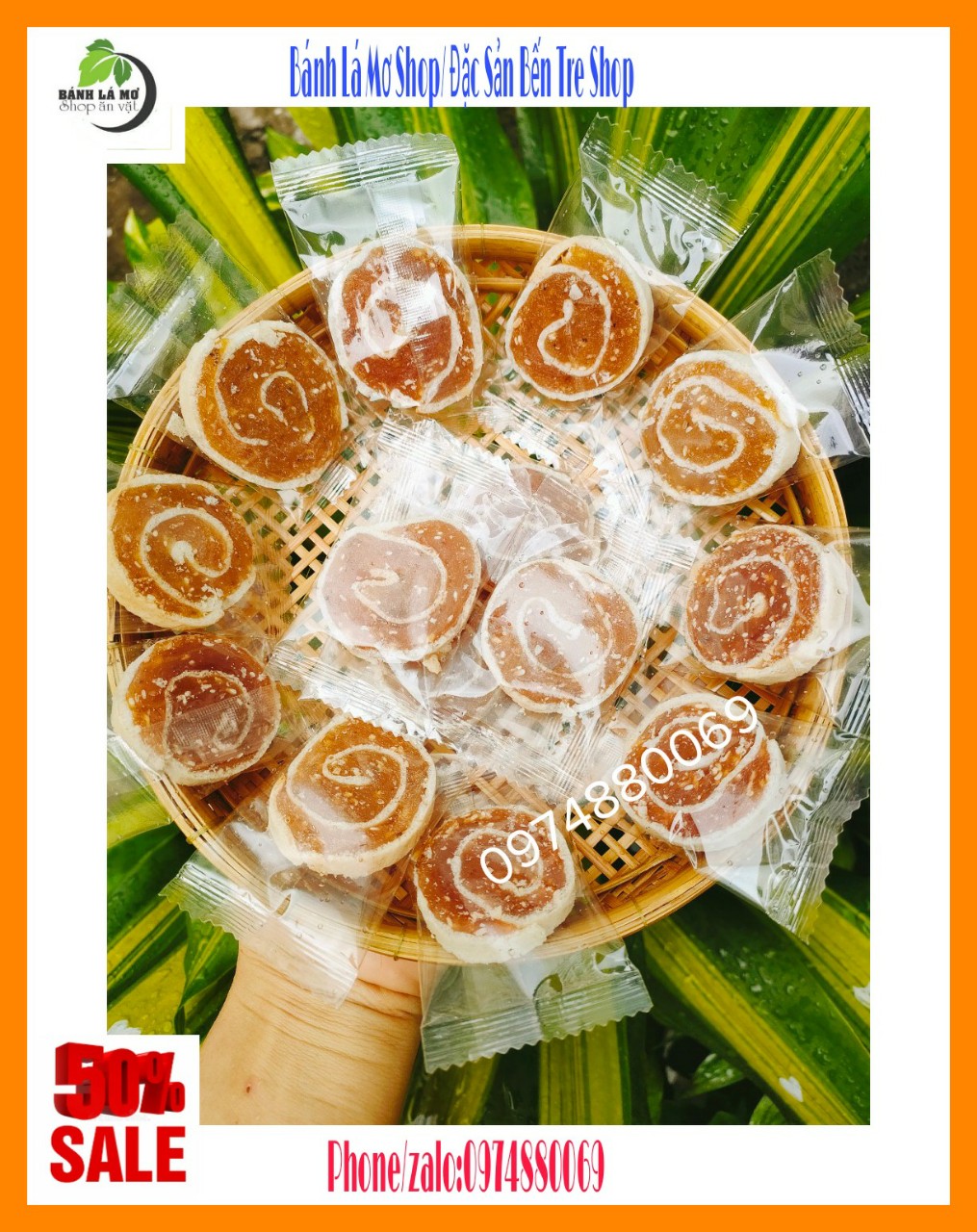 Kẹo mảng cầu cuộn bến tre 1kg- bánh lá mơ shop