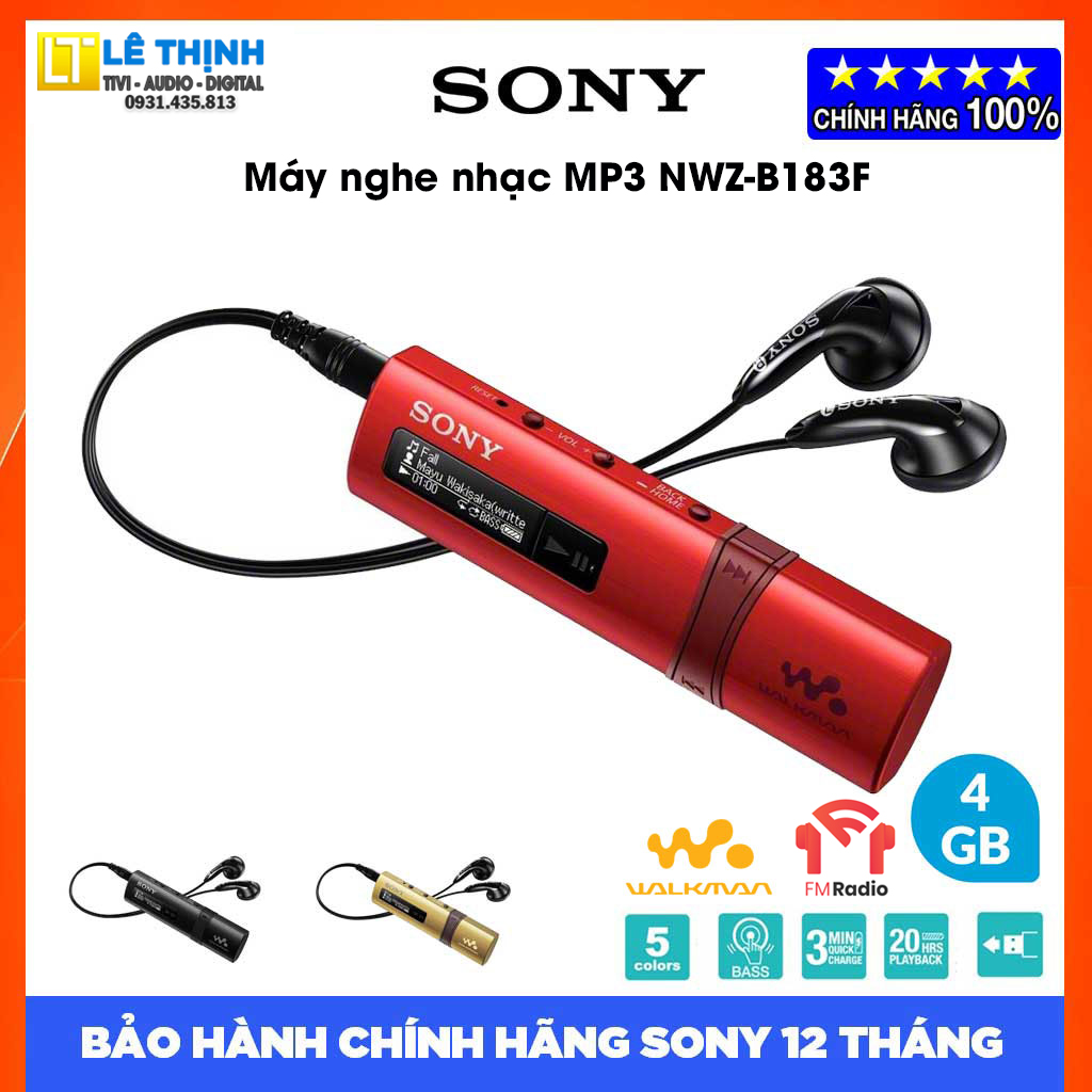 Máy nghe nhạc Sony Walkman NWZ-B183F (Đỏ) - Hàng chính hãng - Bảo hành chính hãng Sony 12 tháng toàn quốc