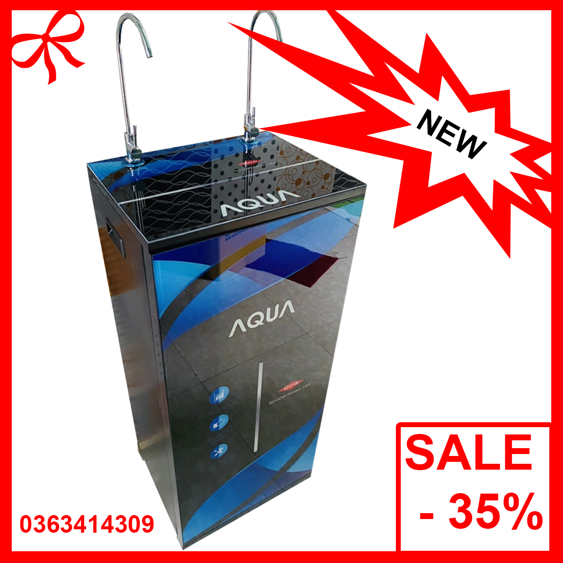 Máy Lọc Nước RO AQUA AQT-2VCT11000 2 Vòi Khoáng-Tinh Khiết 13lit/h (Xanh Đen)