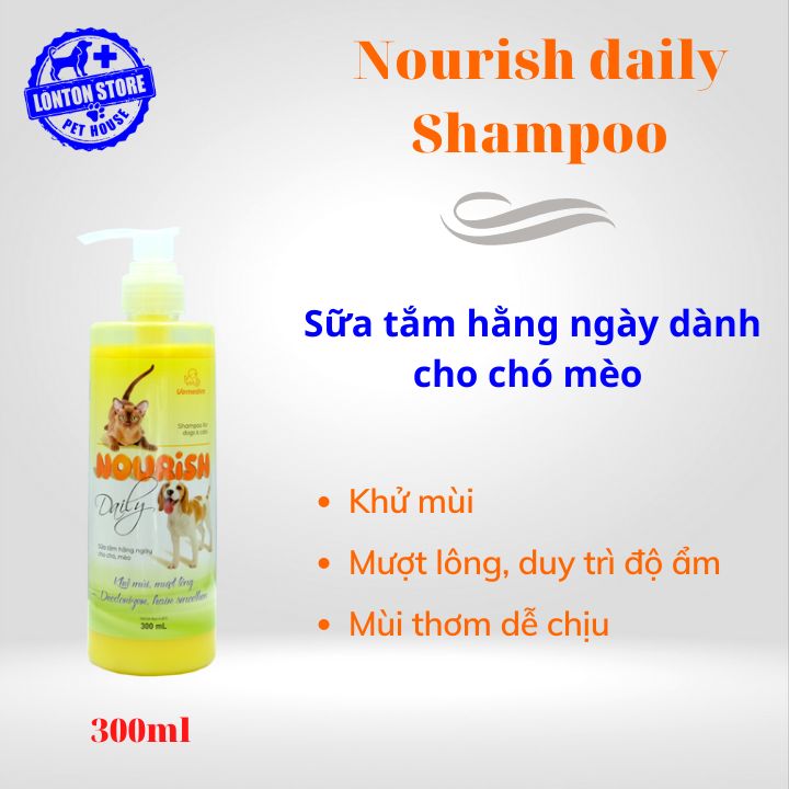 Vemedim nourish daily shampoo sữa tắm hằng ngày cho chó mèo 300ml - lonton store pet shop