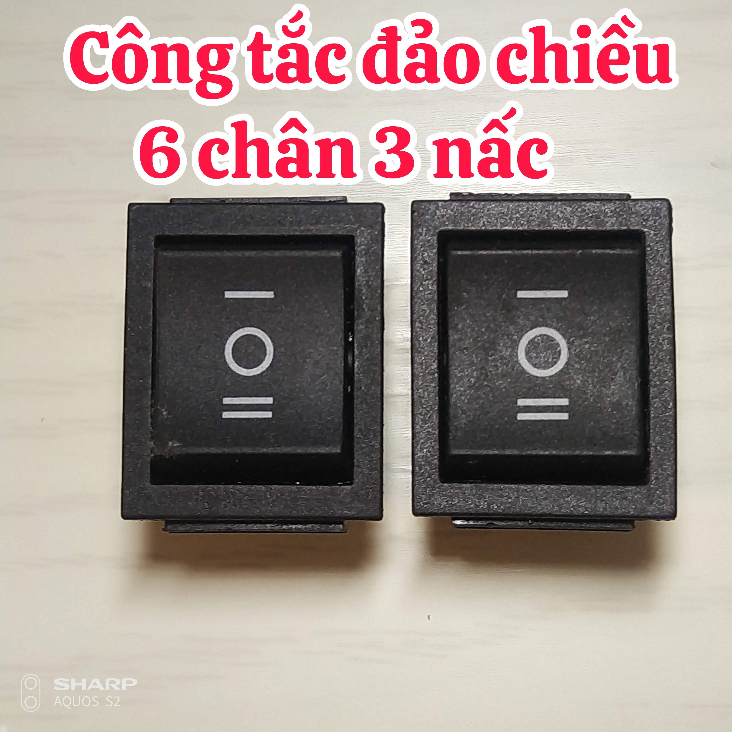 Combo 5 công tắc đảo chiều 6 chân 3 chế độ , 16a-250v-ac, màu đen, kích thước 28mm x 22mm
