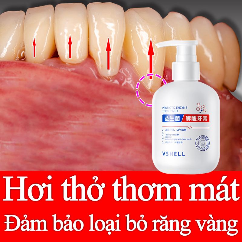 Kem đánh răng trắng răng VSHELL, Kem đánh răng Baking soda 250g Giúp Tẩy Trắng Răng Và Làm Sạch Răng Hiệu Quả, Giảm Ố Vàng, Loại Bỏ Mùi Hôi, Chống Sưng Nướu, hỗ trợ giảm sâu răng, nhức răng, giảm hôi miệng
