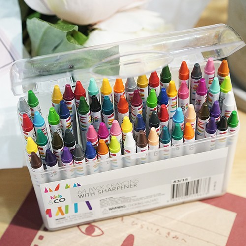 BỘ 64 cây bút màu sáp mẫu mới có hộp đựng bằng nhựa, dụng cụ học tập, bút màu vẽ, văn phòng phẩm