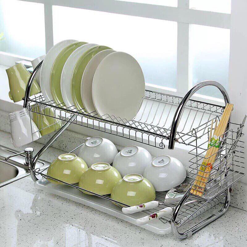 KỆ ÚP BÁT 2 TẦNG INOX