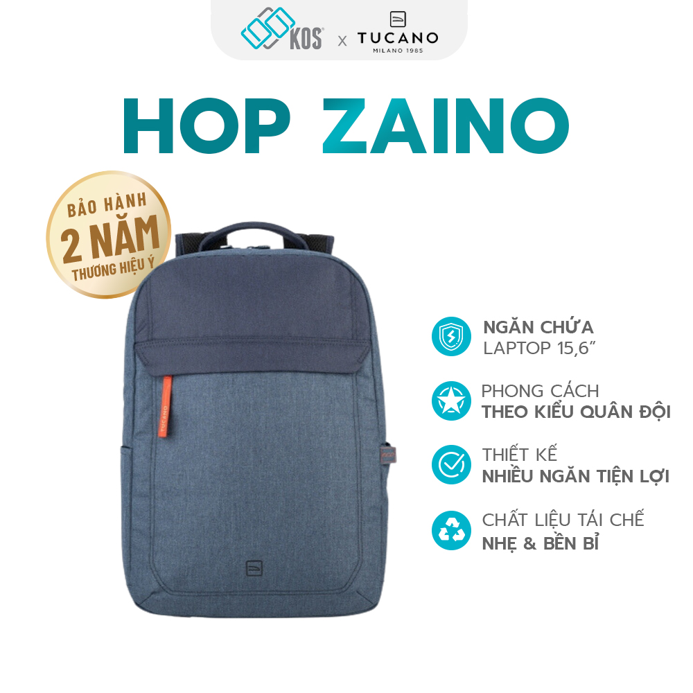 Balo laptop tucano hop zaino 15.6”, đựng laptop 15.6 inch, thương hiệu ý, bảo hành 2 năm