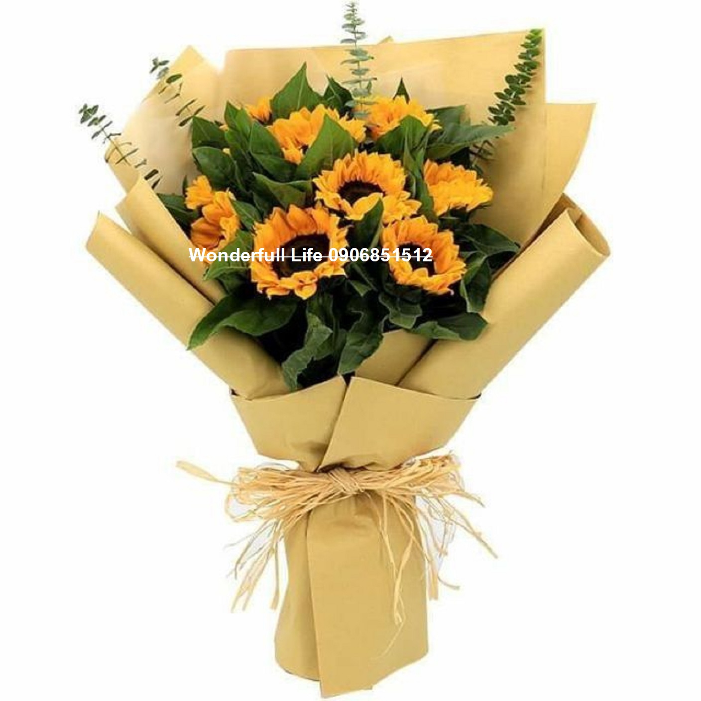 Bó hoa hướng dương sáp thơm lịch thiệp tặng giỏ xách và thiệp