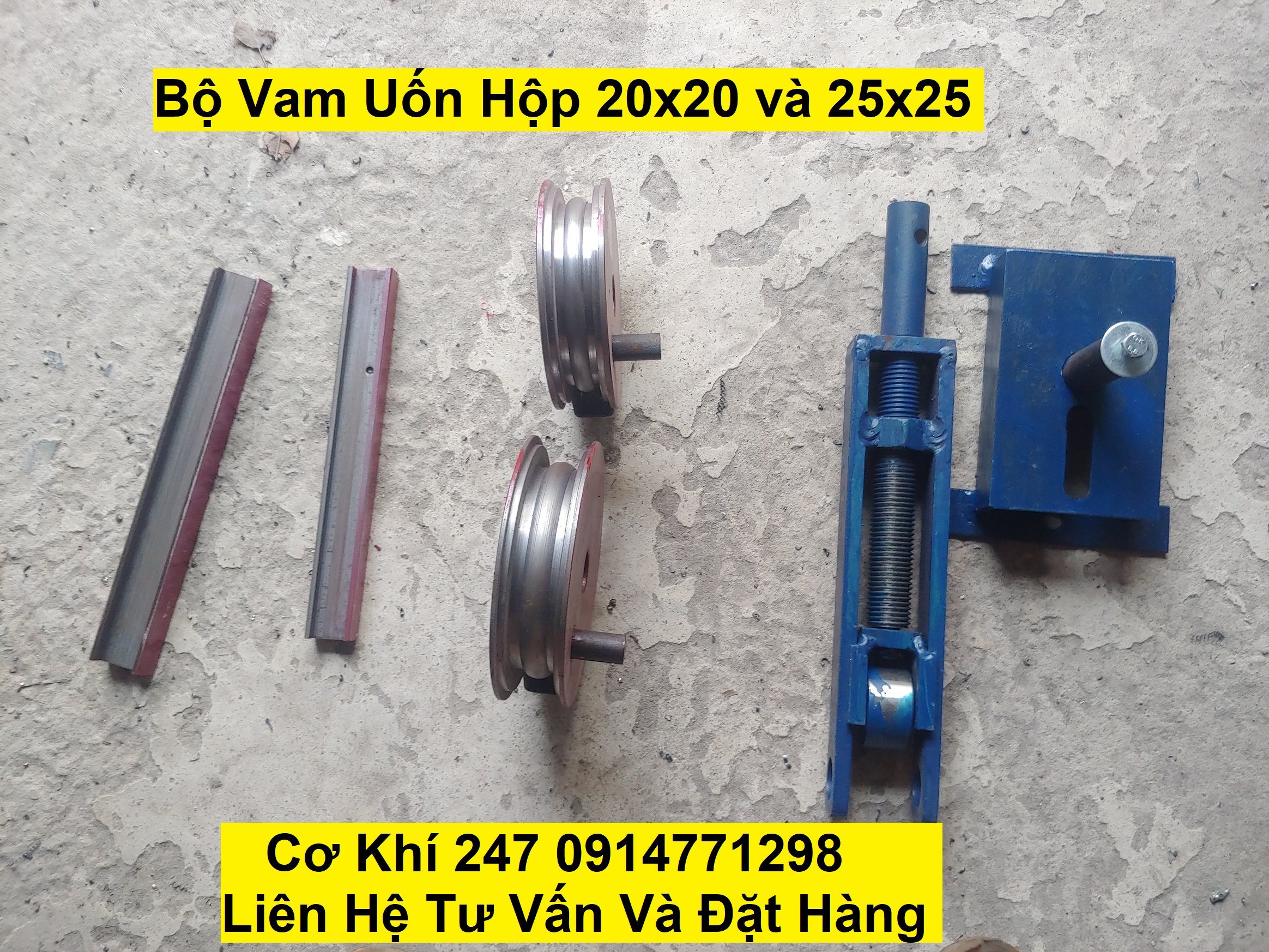 Vam uốn ống hộp vuông 20 x 20 và 25 x 25 trọn bộ; Máy uốn ống cầm tay.
