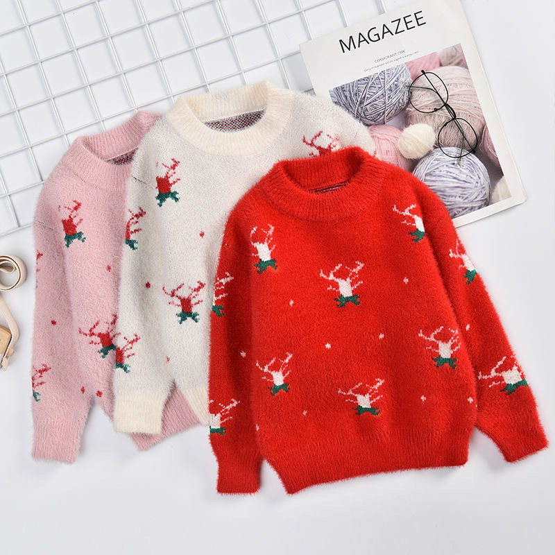 Áo len lông hoạ tiết tuần lộc Noel nhiều màu cho bé N00912