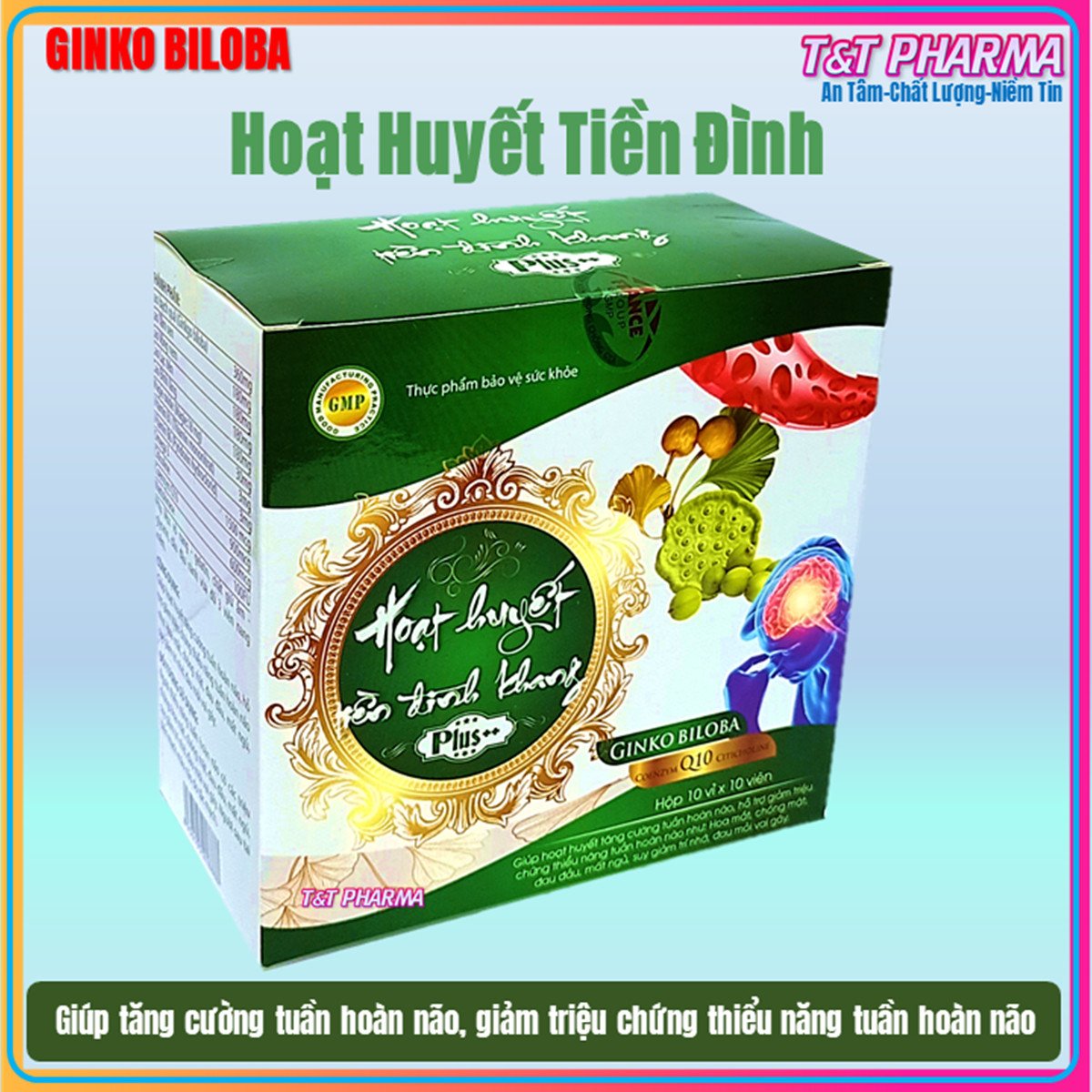 Hoạt Huyết Tiền Đình Khang Giúp Tăng Cường Tuần Hoàn Não, Hỗ Trợ Giảm Thiểu Năng Tuần Hoàn Não, thiếu máu gây đau đầu, chóng mặt, rối loạn tiền đình, mất ngủ, suy giảm trí nhớ, căng thẳng thần kinh. –hộp 100 viên