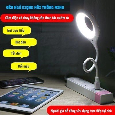 Đèn Ngủ Điều Khiển Bằng Giọng Nói Tiếng Việt, Đèn Ngủ Led Để Bàn Mini, Phong Cách Mới, Làm Đèn Ngủ, Đèn Học