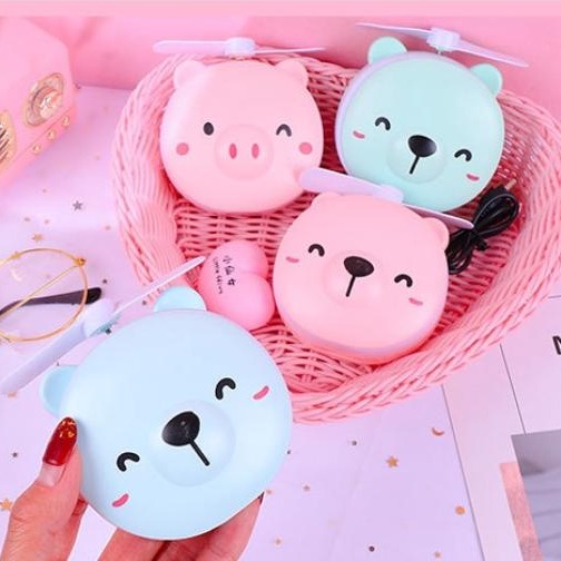 [HCM]SẠC 1 GIỜ DÙNG 1 TUẦN - QUẠT ĐIỆN GẤP GỌN CÓ ĐÈN LED KÈM GƯƠNG TRANG ĐIỂM HÀN QUỐC HÌNH HEO SIÊU CUTE - QUẠT ĐÈN GƯƠNG TRANG ĐIỂM MINI CẦM TAY SẠC ĐIỆN TẶNG KÈM CÁP SẠC NHANH 55K