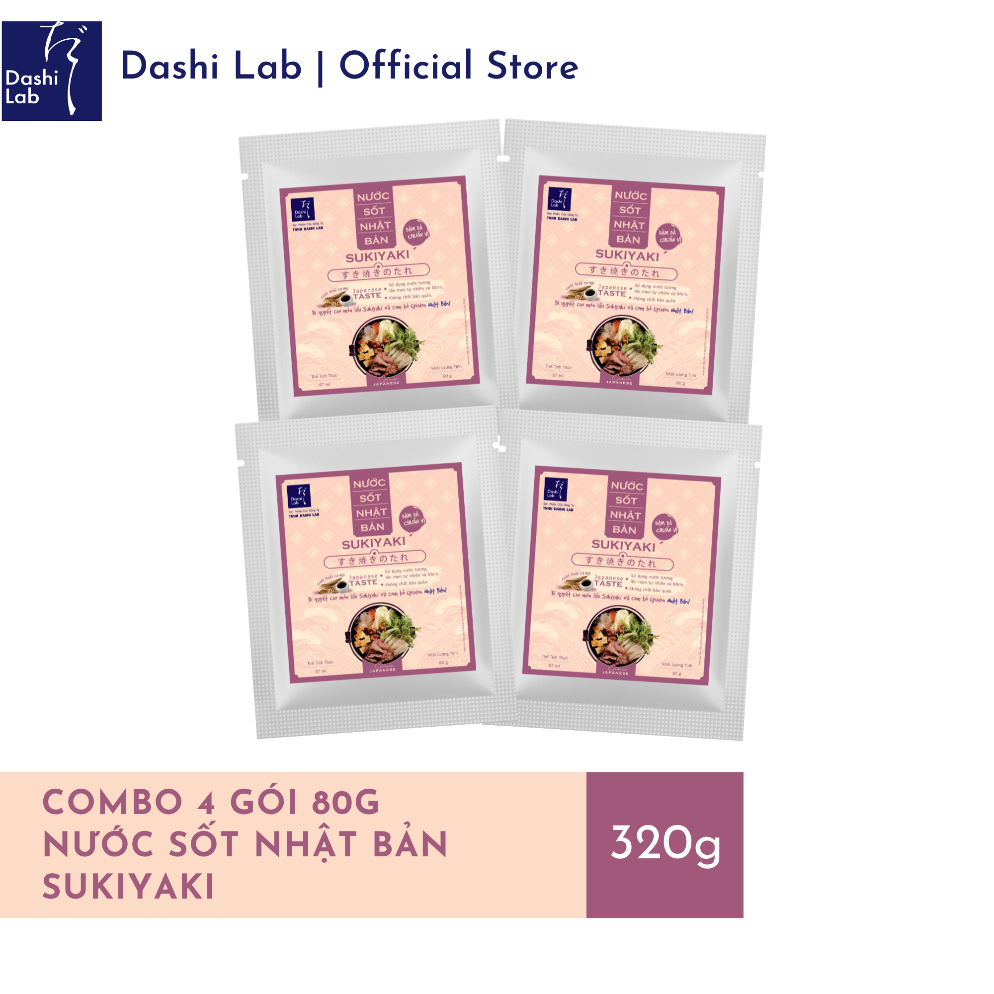 Combo 4 gói 80g nước sốt nhật bản sukiyaki - dashi lab - 340g